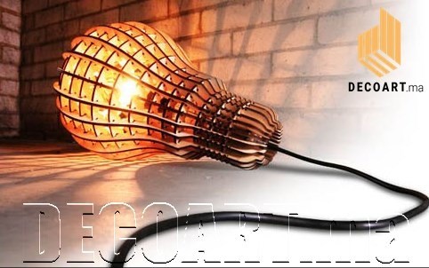 Lampe suspendue à abat-jour en bois