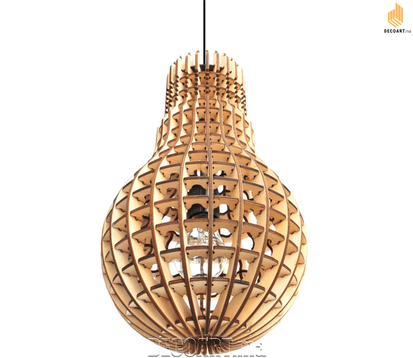 Lampe suspendue à abat-jour en bois
