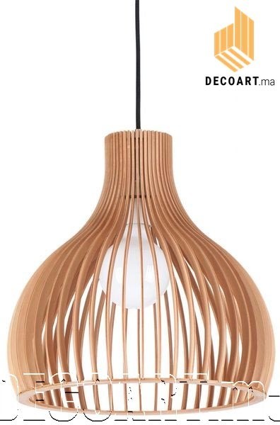 Luminaire suspension en bois en forme de poire – Image 3