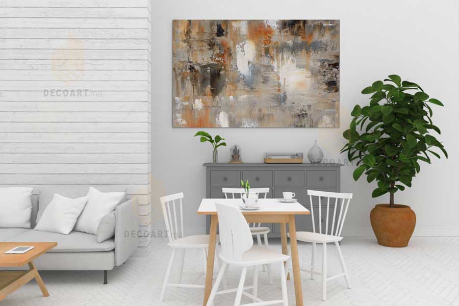 tableau Abstrait en beige et marron prix maroc