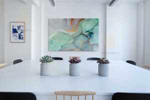 Tableau abstrait marbre vert
