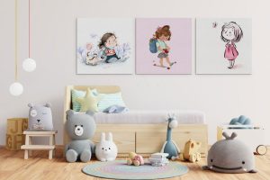 Lot de 3 tableaux cute girls